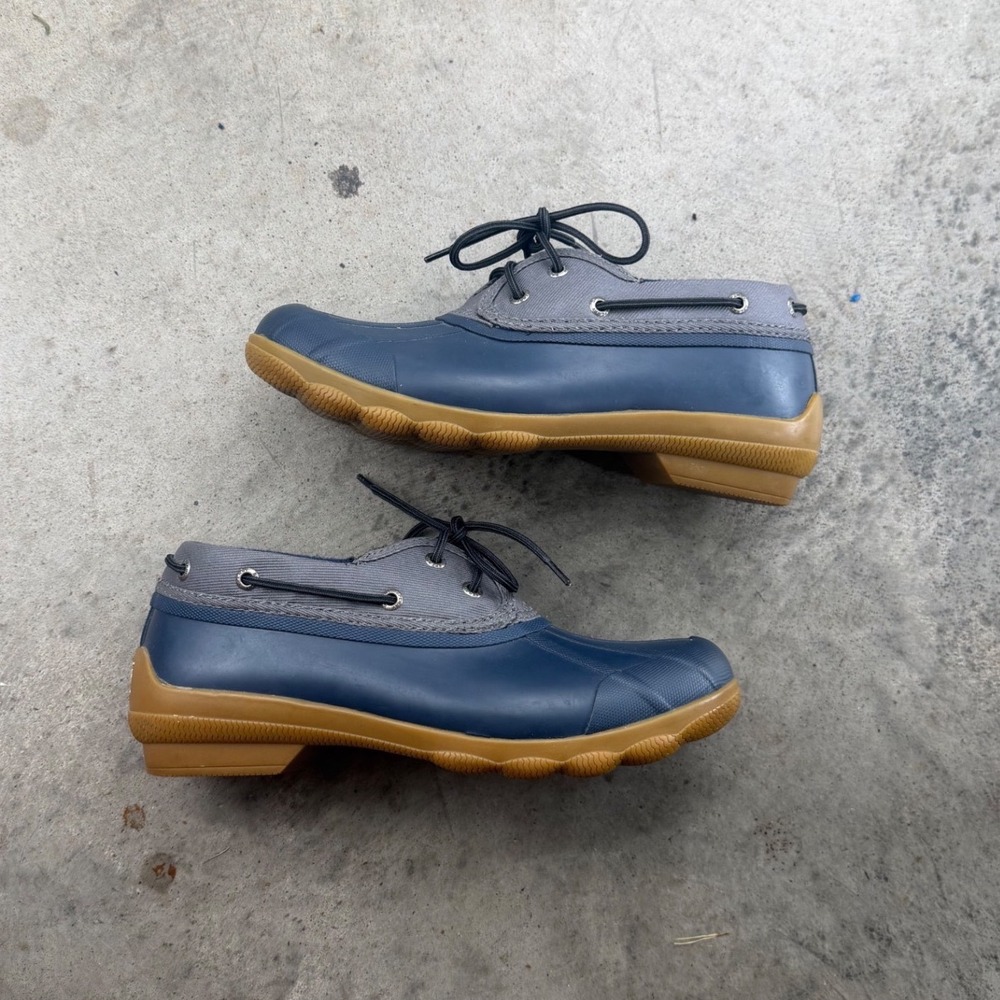 Sperry Top-Sider Women 9 M Saltwater Navy Grey Waterproof Duck Shoes STS99748